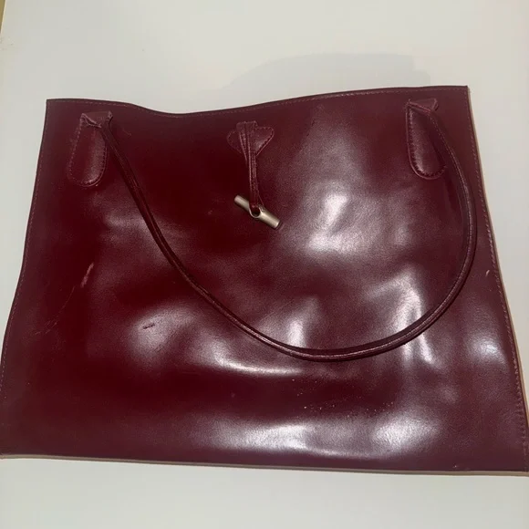 Longchamp Roseau Leather Tote Bag - Burgundy - Picture 3 of 3